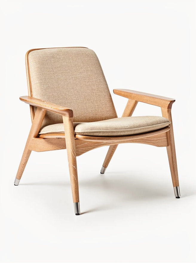 nowoczesny fotel z drewna - minimalistyczny design z tkaniną