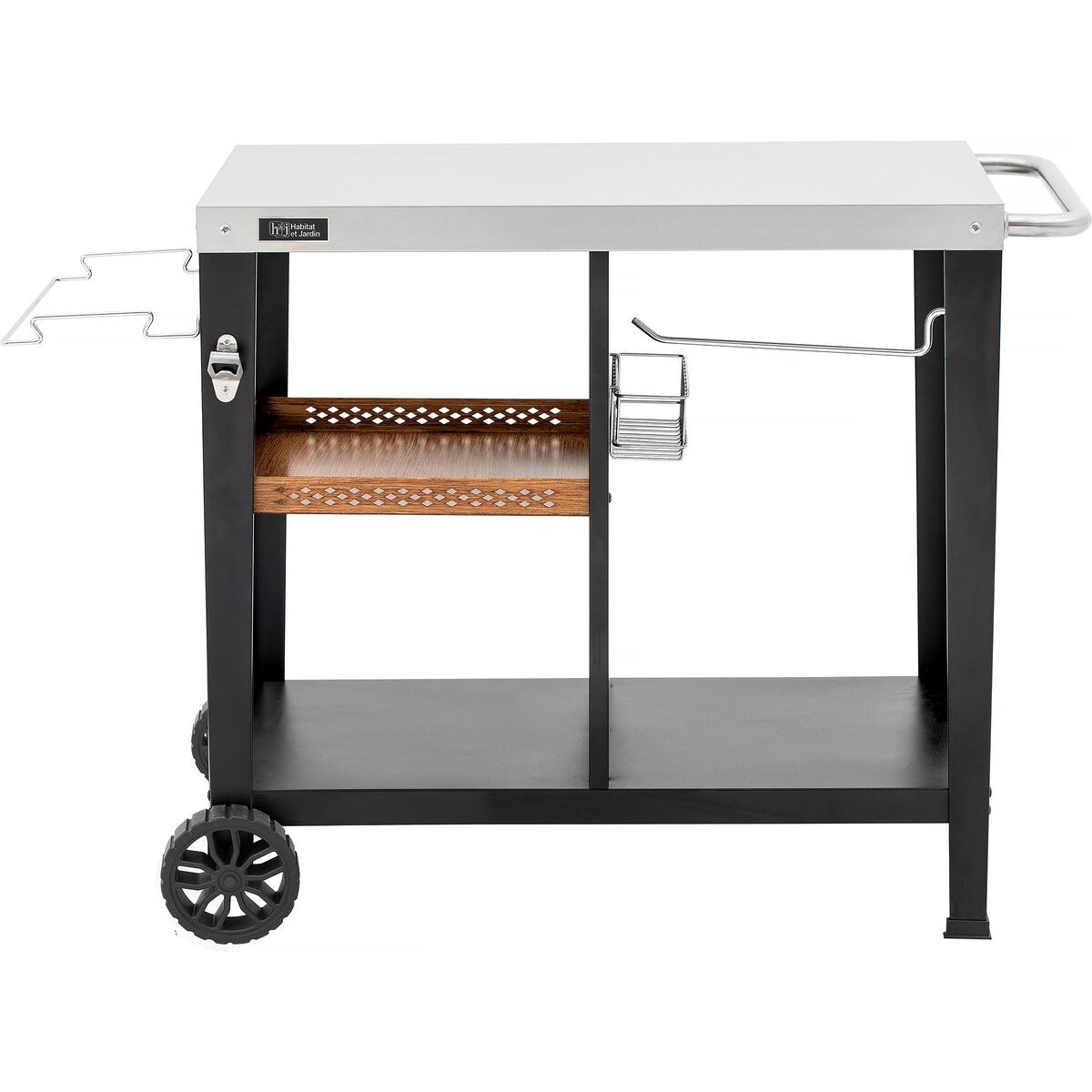 Wózek do serwowania grilla „Gelia” 117 x 59 cm – stal nierdzewna – czarny(Por omisión)